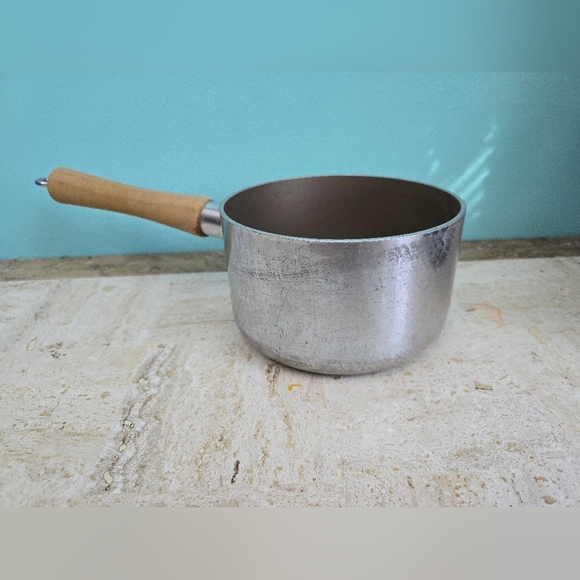 Dansk Stainless Steel Sauce Warmer Pot Wood Handle MCM Scratches - Picture 1 of 14